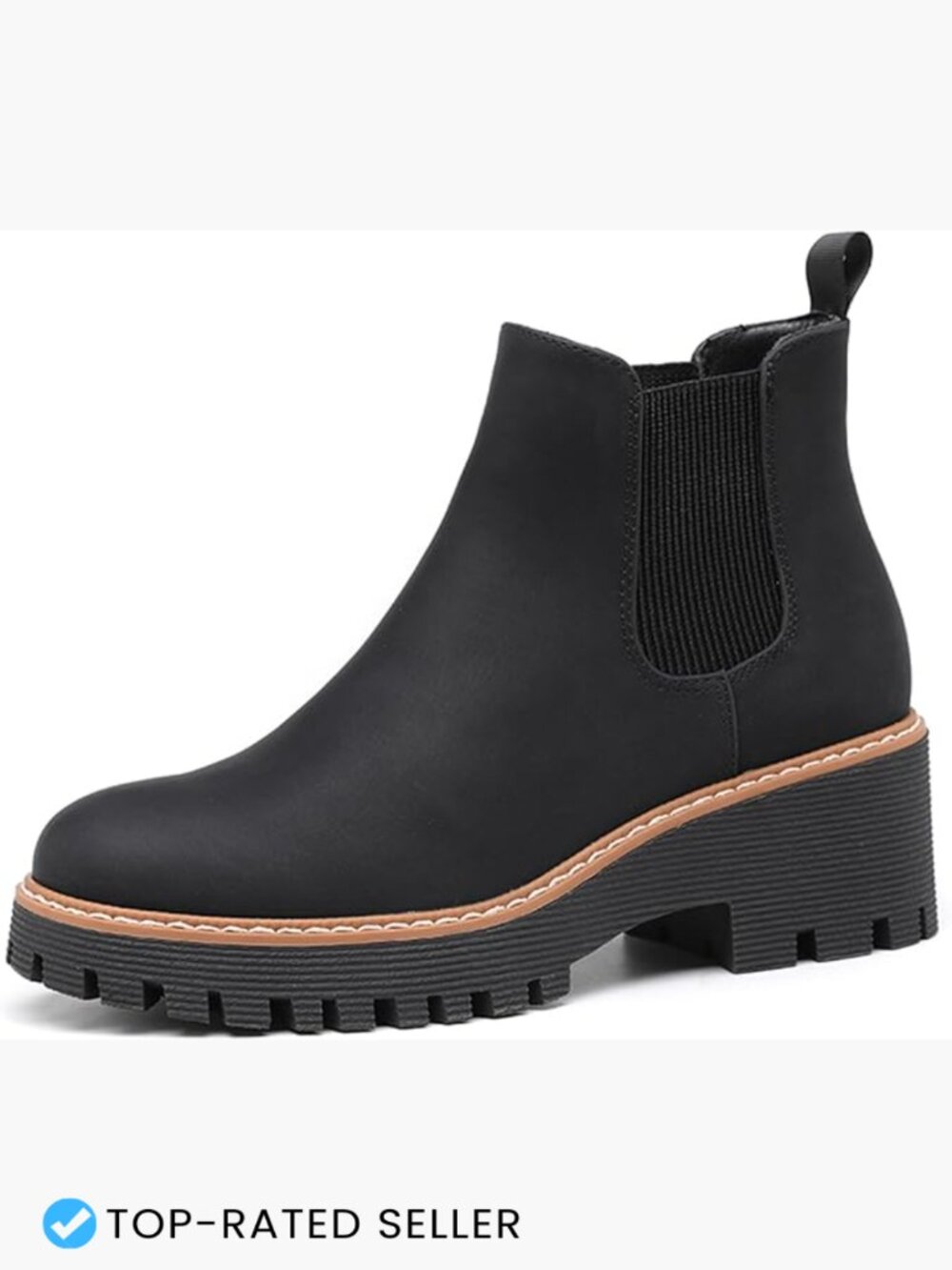 Chunky Platform Chelsea Boots with Low Wedge Heel Slip On for Fall Classic